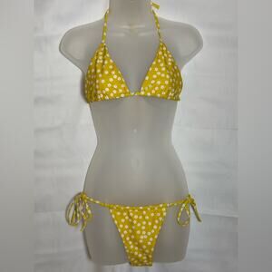 Yellow White Floral Bikini Swim-S